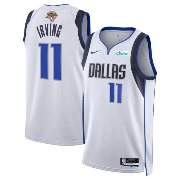 Mens Dallas Mavericks #11 Kyrie Irving White 2024 Finals Association Edition Stitched Basketball Jersey Dzhi